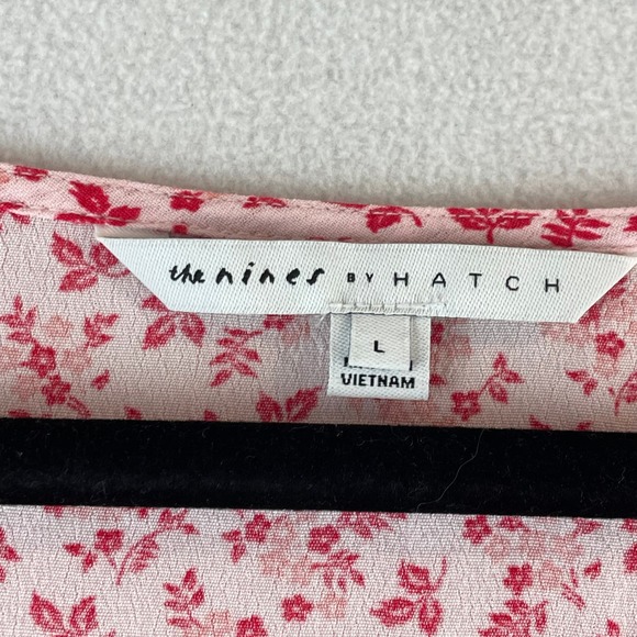 The Nines by HATCH Flutter Short Sleeve Maternity Blouse Pink Floral SZ Lg - Picture 3 of 8